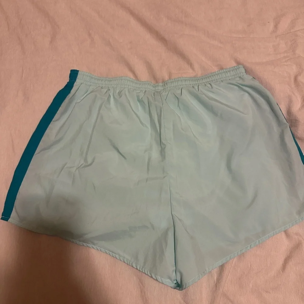 Nike Women's Light Blue and Teal Athletic Shorts